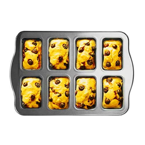 Homow Non-Stick Bakeware Brownie Bar Baking Pan, Mini Loaf Pan, Square Cake Pan, 8-Cavity (14" X9.4''X1.2) #TOP25