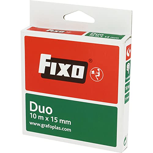 Fixo Duo 75600000. Cinta Adhesiva Doble Cara, 15mmx10m, Libre de Ácido y Lignina, Perfecta para Manualidades con Goma EVA y Scrapbooking, transparente