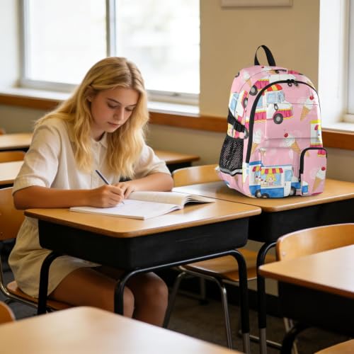 Mochila para laptop escolar grande de 44.5 cm con diseño ergonómico de camión de helado 6