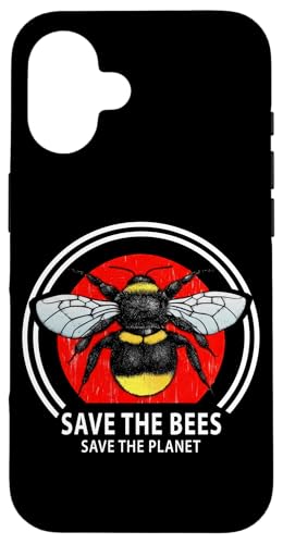 Save The Bees Planet Earth �r���e�[�W �o���u���r�[ �A�[�g �X�}�z�P�[�X iPhone 16 �p