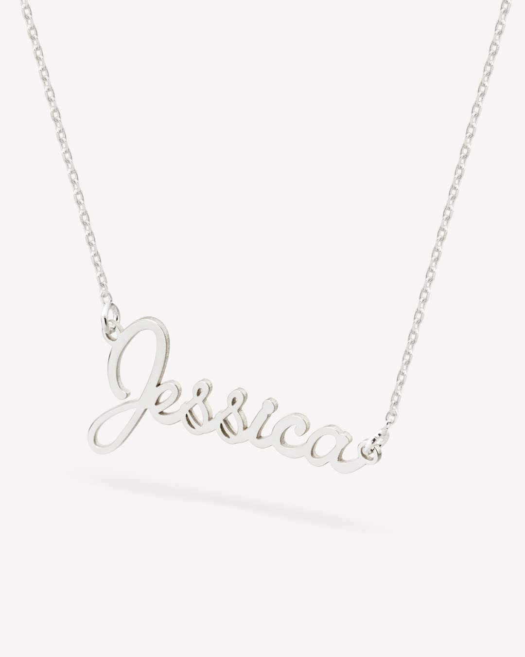 Collar con Nombre Personalizado - Plata de Ley 925/1000 para Mujer – Collar Artesanal con Cadena Ajustable - Hecho en España (Modelo Évora, Plata de Ley)