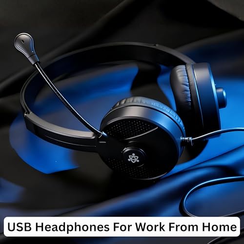 Image of Metaind Wired USB Headphone with Noise Cancelling Mic | HD Sound & Comfort for Zoom, Teams & Call Centers | USB Headset for PC & Laptop | Model: Meta MT50 (Black)