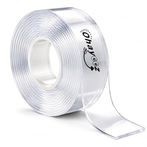 Ohayooz&reg; Extra Strong Double Sided Tape Heavy Duty Removable 10FT, Clear Sticky Adhesive Nano Tape...