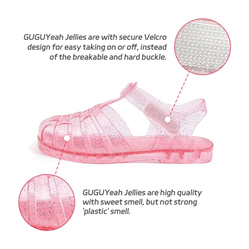 Image of GUGUYeah Jelly Sandals for Girls,Closed Toe Princess Costume Summer Dress Shoes Fisherman Gladiator Water Beach Flat Sandals for Toddler /Little Kid /Big Kid