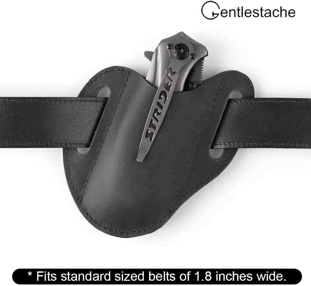 Gentlestache Leather Knife Sheaths for Belt,Folding Knife Belt Sheath, Leather Pocket Knife Sheath, Knife Holster Belt for Folding Knife, Black…