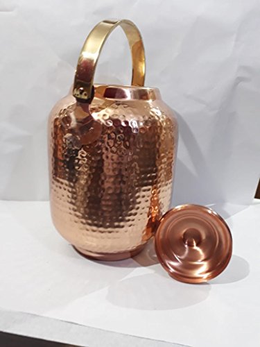 Biz2Frnds Pure Copper Hammered Water Dispenser Seamless Storage Water Tank With Tap | Water Pot | 1.7 Gallon| 6.5 Ltr Capacity | 218 Oz #TOP6