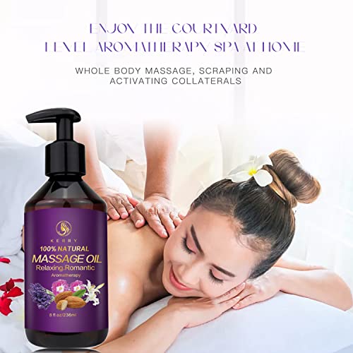 Kouruilife Massage Oil - Aromatic Lavender Massage Oil Enhanced With High Absorption Sweet Almond Oil Jojoba Vitamin E And Relaxing Lavender Essential Oil - Full Body Scented Oil #TOP2