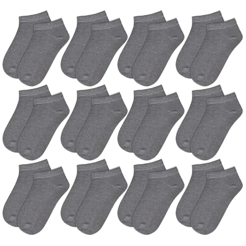Chaussettes Basses Coton Plain AntiFrottement pour Enfant Lot de 12 Pointure 20 à 32