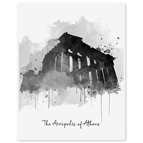 Acropolis of Athens - Greece Watercolor Wall Print - 11 x 14 Unframed Print - Designed for World Travelers - Travel Agent Office Wall Decor - Ancient Citadel Landmark