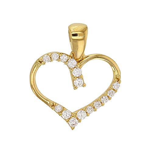 Pendentif coeur évidé Or 375 et zirconium à porter du bureau aux soirées