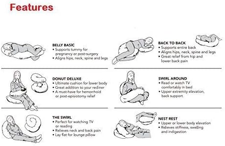 Miniatura 4 de BestRest Almohada de cuerpo completo  Almohada en forma de C para embarazo, lactancia, maternidad  Cama extragrande en forma de U  Lado, pierna,