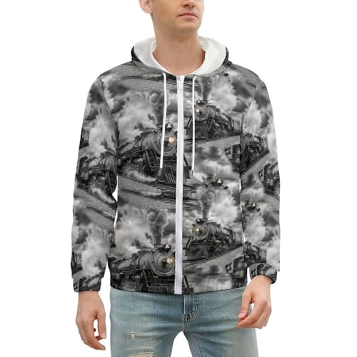 Mens Hoodie Casual Sweatshirt Soft Long Sleeve Full Zip miniatura 2