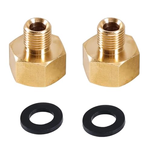 VZU 2 Stück Gasflaschen Adapter Set, Reduzierstück 1/4 auf 1/2 Zoll aus Messing, 1/2 Zoll IG x 1/4 Zoll AG, Gasschlauch Adapter Verbinder, Gas Adapter für Gaskocher, Campingkocher, Hockerkocher, LPG