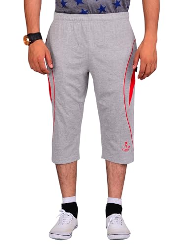 Image of VEGO Mens Cotton Three by Fourth, 3 /4, Capri, Three Quarter Pant Grey Plus Size