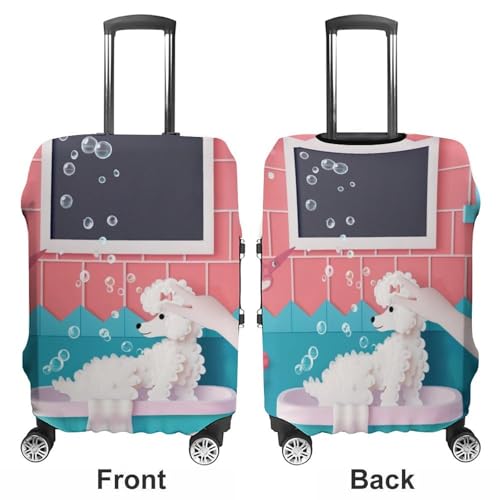 Poodle Bathing Travel Suitcase Protector Luggage Cover Protective Washable Anti-scratch Baggage Cover3