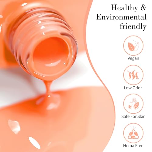 Image of CANNI 9ml Pastel Pink Orange Gel Nail Polish High Gloss UV LED Soak Off Gel