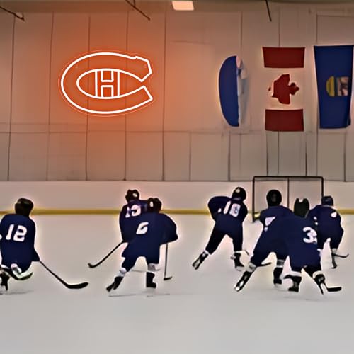 Image of Ice Hockey Neon Sign,Sports Hockey Team,Ice Hockey LED Sign,Sport Neon Lights,Hockey Light,Hockey Club Decor,Hockey Gifts for Boys,Montreal Hockey Fans,Size 16.5 * 11.4 inches(XD101)