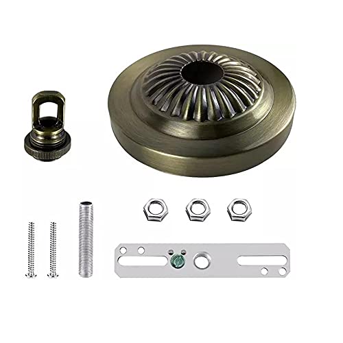 Image of U /D Light Fixture 5 inchCanopy Kit with 6 Feet Pendant Light Chain Accessories, Includes Mounting Hardware for Chandelier or Swag Light Fixtures, Max Fixture Load of 50 Pounds (Antique Brass)