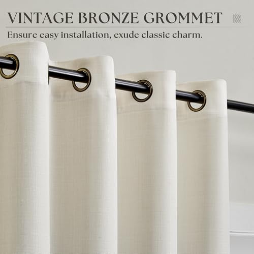 Extra Long 120 Inch Curtains for Living Room 2 Panels Privacy Grommet Drapes Light Filtering Semi Sheer Natural Linen Boho Vintage Curtains for Dining Room Sliding Door 10 FT 52x120 Cream Ivory by DUKIYO - Image 5