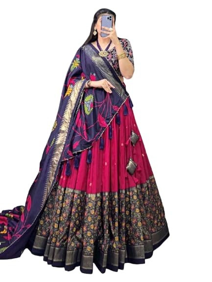 shenky Women's Trending Designeer Tussar Silk With Foiil Print and bandhani Print Lehenga Choli For Any Occasion-picture-24