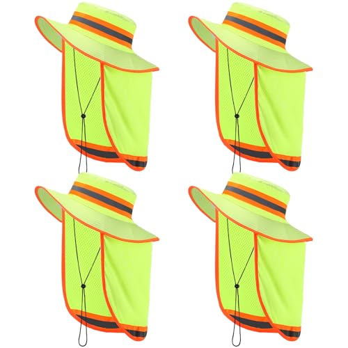 Chapeau de soleil avec rabat cou pour homme et femme bob réglable jaune haute visibilité