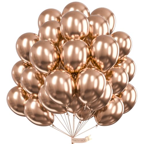 Image of PartyWoo Metallic Rose Gold Balloons 50pcs Chrome Champagne Gold Color