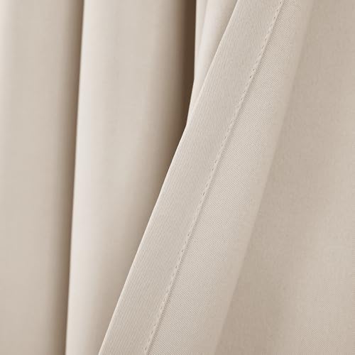 Image of Lush Decor Insulated Grommet Blackout Window Curtain Panels, Pair, 52 inch W x 108 inch L, Wheat - Classic Modern Design - Chic Window Decor - Long Curtains For Living Room, Bedroom, Or Dining Room