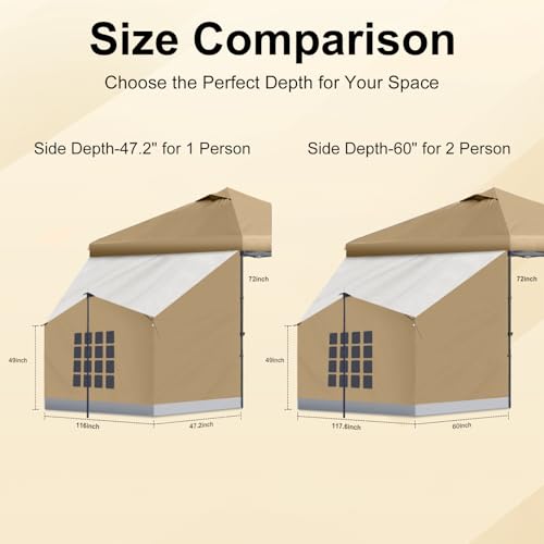 Image of KAMPKEEPER Side Tent,1 /2 Person Camping Tent for 10' x 10' Pop Up Canopy