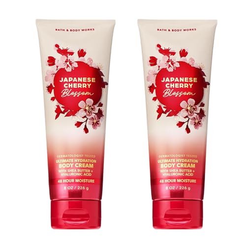 Bath & Body Works Japanese Cherry Blossom Body Cream, Ultimate Hydration Moisturizer with Shea Butter & Hyaluronic Acid for Dry Skin, Iconic Floral Scent, 8 oz - 2 Pack