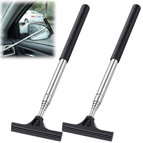 XLIUAX Lot de 2 mini extracteurs de rétroviseurs, essuie-glace rétractables, essuie-glace professionnel, raclette télescopique, nettoyeur de vitres pour toutes les voitures, extensible jusqu'à 81 cm