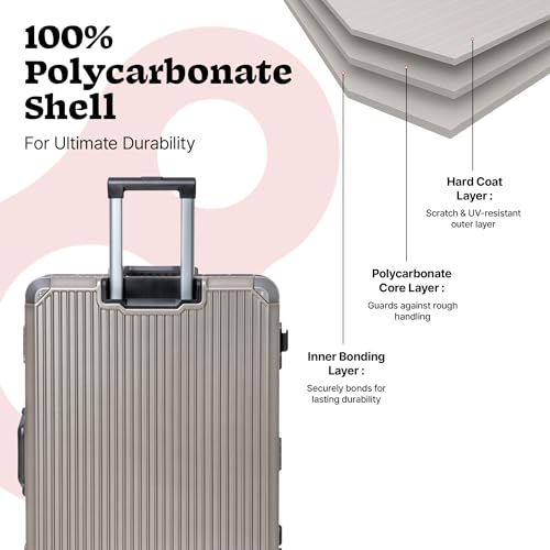 Image of Vertica Hard PC Trolley Luggage, Cabin Size, 100% Polycarbonate, Lightweight and Durable, Silent Wheels, Anti-Theft with Aluminium Frame, and 2 TSA Locks, 20-Inch, Granite Haze