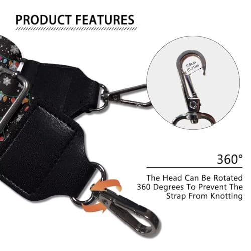 Image of Halloween Handbag Strap Canvas Purse Strap Colorful Bat Black Shoulder Strap Multicolor Bats Replacement Strap