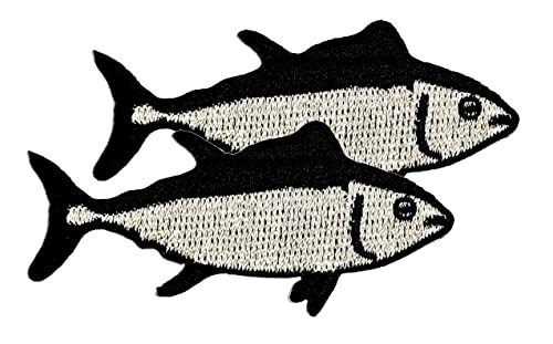 Salmon Fish Cartoon Iron on Patch Embroidered Decorative Patches Cute Sew on Applique Stickers Clothes T-Shirt Jackets Hats Jeans Backpacks for Men Women Boys Girls (2 PCS)