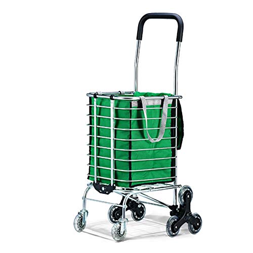 TONGSH Le Chariot s'élevant de Chariots d'épicerie Se Pliant Le Caddie avec la Conception Se Pliante Durable de Roues pivotantes de roulement pour Le Stockage Facile (Color : Green) Cover