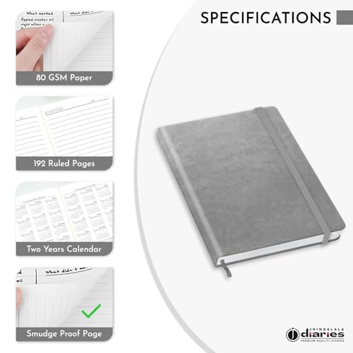 Image of Jhingalala Diaries - Hardbound Leather Cover Pocket Size Corporate Executive Diary Notebook I Pocket Diary For Men and Women I A6 Size I 80gsm Paper I 192 Ruled Pages (Grey)