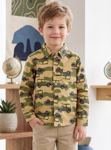 Image of Boys Hawaiian Button Down Shirt, Pure Combed Cotton Short Sleeve Size 3-15Y
