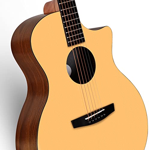 Enya Guitare acoustique 41″ pour adulte Full Size GA Cutaway Acustica avec kit d’accordeur, sangle, gigbag, médiators, clé de réglage, chiffon de nettoyage, capodastre et cordes - Les Beatles, Paul McCartney, John Lennon, RIngo Starr, George Harrison Enya Guitare acoustique 41" pour adulte Full Size GA Cutaway Acustica avec kit d'accordeur, sangle, gigbag, médiators, clé de réglage, chiffon de nettoyage, capodastre et cordes – Image 4