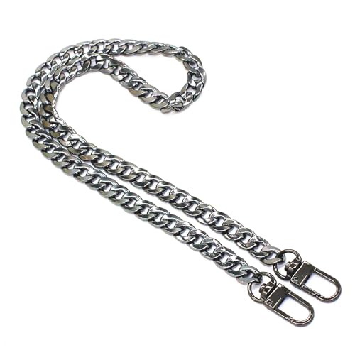 Image of Model Worker DIY Iron Flat Chain Strap Handbag Chains Purse Chain Straps Shoulder Cross Body Replacement Straps with Metal Buckles (31.5 inch, Gun-Black)