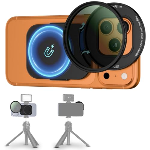 Upgraded 67mm CPL Filter for iPhone 17, Lens Filter Adapter Pouch Set for iPhone 17 16 15 14 Pro Pro Max Plus Air, Magnetic Phone Lens Filter Ring with 1/4-20' & Cold Shoe Pull-Out to Fit 17 Pro Max