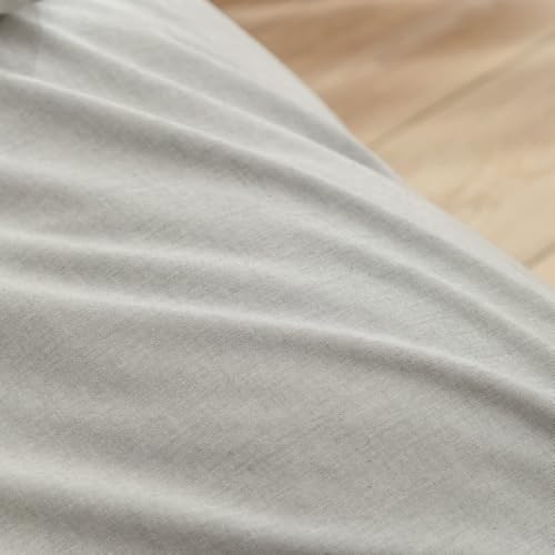 Image of BESTOUCH Cotton Solid Duvet Cover Set Linen Feel Light Grey Alaska King | Washed Cotton, Linen Feel, Soft Wrinkle Texture, Hidden Zipper, 8 Ties, Breathable Lightweight Durable Comfy, 3Pcs No Insert