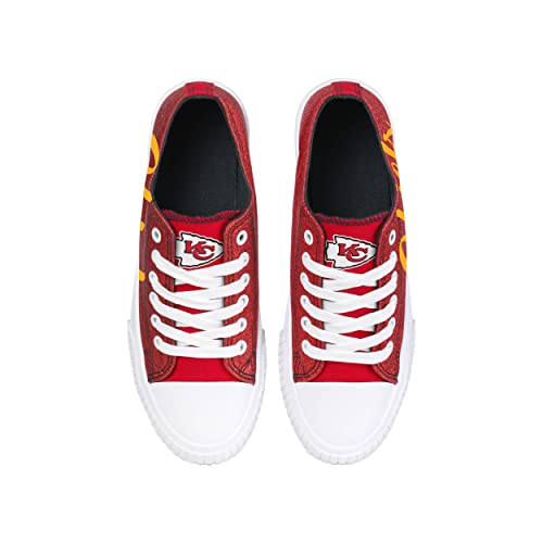 Image of FOCO Womens NFL Team Logo Ladies Fashion Color Glitter Low Top Canvas Sneakers Shoes