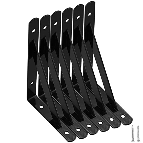 Paquete de 6 soportes de estante resistentes, soportes de estante triangulares de acero inoxidable, marco de soporte de mesa flotante de 6 pulgadas de ángulo recto montado en la pared
