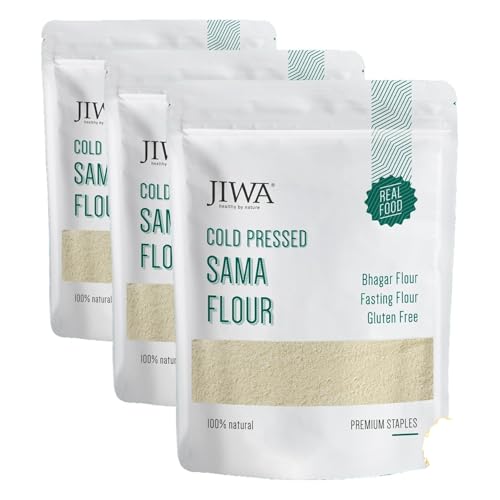 Image of Jiwa Cold Pressed Sama Flour | Fasting Flour | Gluten Free | Positive Millet | Barnyard Millet | Bhagar Atta | Chakki Ground | 500g (Pack of 3)