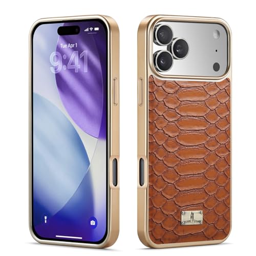 Étui iPhone 17 Pro Max coque rigide cuir véritable marron