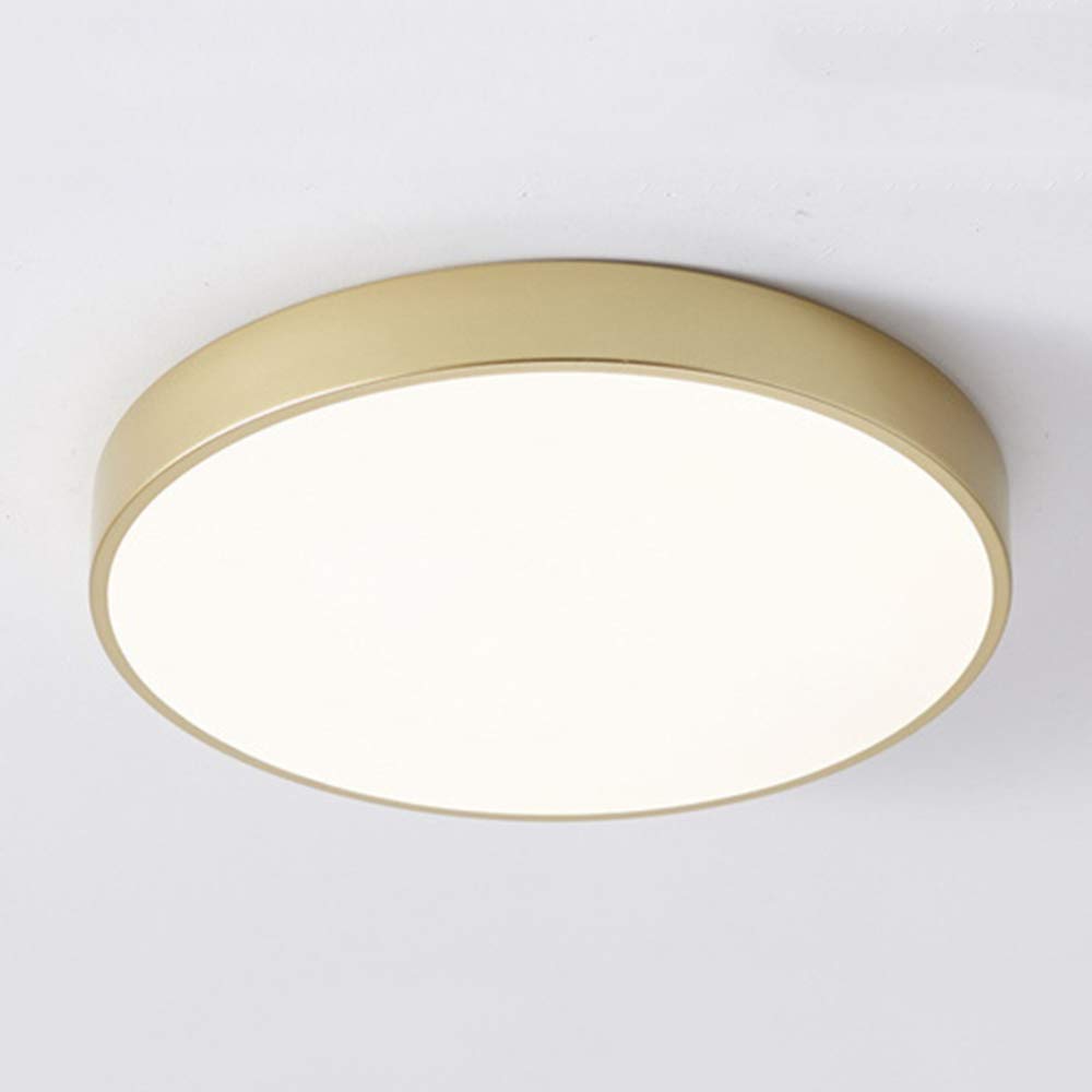 AIRUI Gold Round Ceiling Light Modern Wrought Iron LED Ceiling Lamp Ultra-Thin Flush Mount Indoor Lighting for Living Room Bedroom Hallway Balcony,Neutral Light-50CM 39W