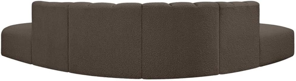 BOWERY HILL Contemporary Modular Sectional, 146" W x 76" D x 30" H, Brown Boucle Fabric, Deep Channel Tufting, Modular Design, Curved Seating for Living Room or Den Use