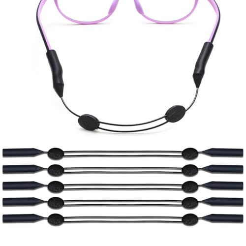 Ajustables para Gafas Deportivas, 5 Piezas Cordon Gafas, Cinta Gafas Deporte, Cordones Antideslizantes para Gafas, para Hombre Mujer Niño, Unisexo, Se Adapta a Todas Las Monturas, 40 cm, Negro