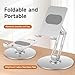Xiaoshuang Foldable Swivel Phone Stand for Desk with Adjustable Height up to 6.7inch/17cm Sturdy 360° Rotating Desktop Holder for 4-12.9 Inch Cell Phones/Tablets, Aluminum Alloy/Carbon Steel Base