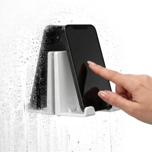 Image of AIRSTIK Cell Phone Holder for Glass Shower, Mirror & Window, White