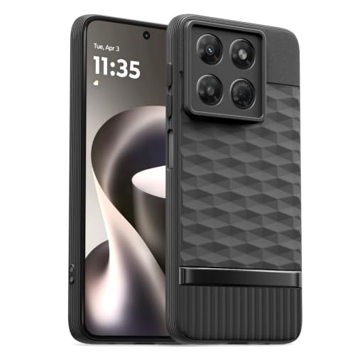 Image of Pikkme Back Cover for Motorola Moto G37 5G Camera Protection 3D Hexa Cube Design Silicone Protective Bumper Case (Black)